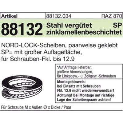 Produktbild von NOBRAND - ART 88132 NORD-LOCK Scheibe f.HV geklebt NL 22 SC (23,4 x 38,7 x 4,6)