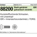 Produktbild von NOBRAND - Schrauben, ART 88200 mit Linsenkopf, ISR 2,2 x 10 -T6 Stahl, gal Zn S