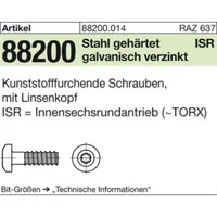 Produktbild von NOBRAND - Schrauben, ART 88200 mit Linsenkopf, ISR, 3,5 x 16 -T10 Stahl, gal. Z