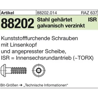 Produktbild von NOBRAND - Schrauben ART 88202 RST mit Linsenkopf & ISR 4 x 12 -T20 Stahl