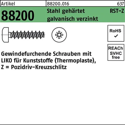 Produktbild von NOBRAND - Schrauben ART 88200 RST mit LIKO & Pozidriv Z 2,5 x 8 -Z Stahl