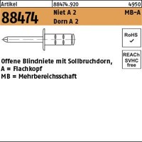 Produktbild von null - Mehrbereichsblindniete ART 88474 A 2/A 2 FLAKO 4,8 x 10 S