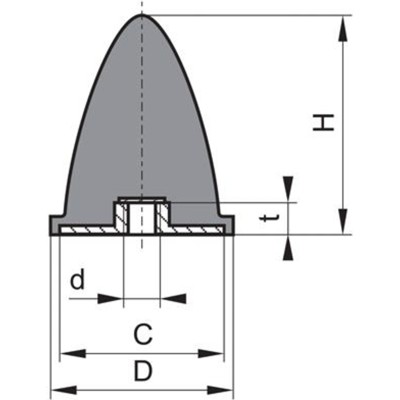 Produktbild von elko - Gummi-Anschlagpuffer GP EP M4, 15 x 15mm