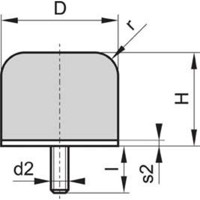 Produktbild von elko - Kran-Gummi-Metall-Puffer GP-1G, M10, ø63 x 54mm