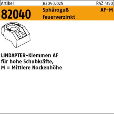 Produktbild von null - Lindapter Klemmen ART 82040 Sphäro-Guß AF MM 20 feuerverzinkt, mittel S