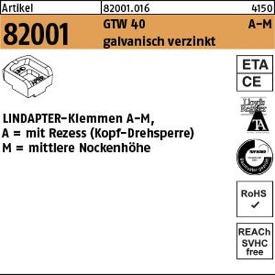 Produktbild von null - LINDAPTER-Klemmen ART 82001 GT A MM 10 galv. verzinkt, mittel S