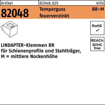 Produktbild von null - LINDAPTER-Klemme ART 82048 GT BR 20 mittel feuerverzinkt S