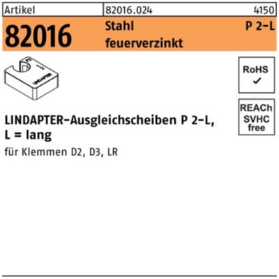 Produktbild von null - LINDAPTER-Ausgleichsscheiben ART 82016 P2 M 12 feuerverzinkt, lang S