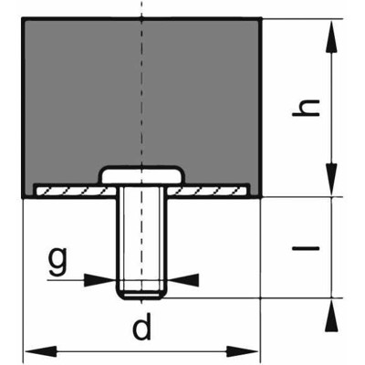 Produktbild von elko - Gummi-Metall-Puffer Ausführung D M10 x 28, D70 x 25mm