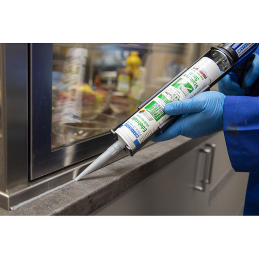 WEICON Flex 310 M® Edelstahl | Kleb- und Dichtstoff mit sehr hoher Anfangshaftung in Metalloptik auf MS-Polymer-Basis | 310 ml Produktbild img5 L