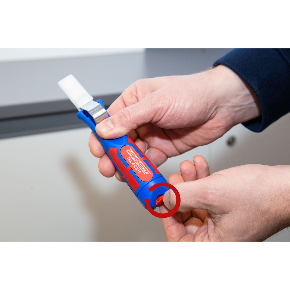WEICON Kabelmesser No. 4-28 H | mit 2K-Griff inkl. Hakenklinge und Schutzkappe, Arbeitsbereich 4 - 28 mm Ø | 1 Stück Produktbild img2 L
