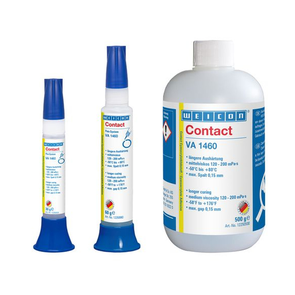 WEICON VA 1460 Cyanacrylat-Klebstoff | feuchtigkeitsbeständiger, mittelviskoser Sekundenklebstoff Produktbild img1 L