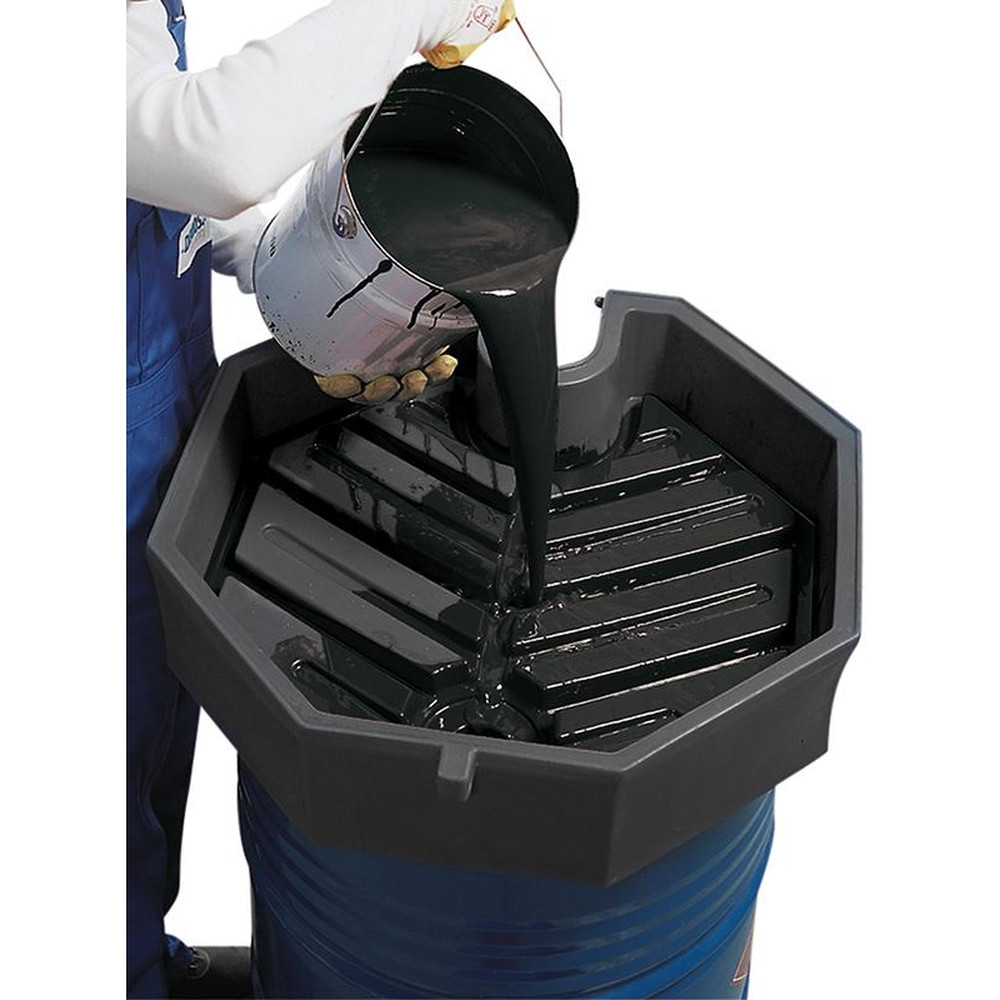 asecos® Einfülltrichter PE mit Sieb, witterungsbeständig, für 200l Fässer, 8eck Produktbild img2 L