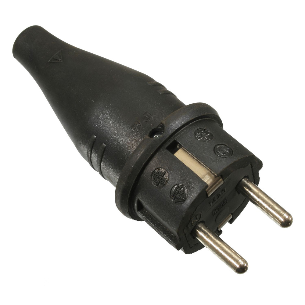 as Schwabe Vollgummi-Stecker, schwarz schwere Ausführung max. Querschnitt 1,5mm² 230V/16A, IP44 Produktbild img1 L