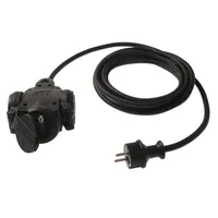 as Schwabe 3-fach Vollgummi-Verteiler H07RN-F 3G1,5 schwarz Schutzkontaktstecker und 3-fach Kupplung, IP44 Produktbild