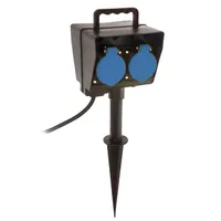 as Schwabe Erdspieß-Verteilersteckdose 2fach, IP44 mit Timer m. 2m Kabel, 230V/16A, max. 3500W Produktbild