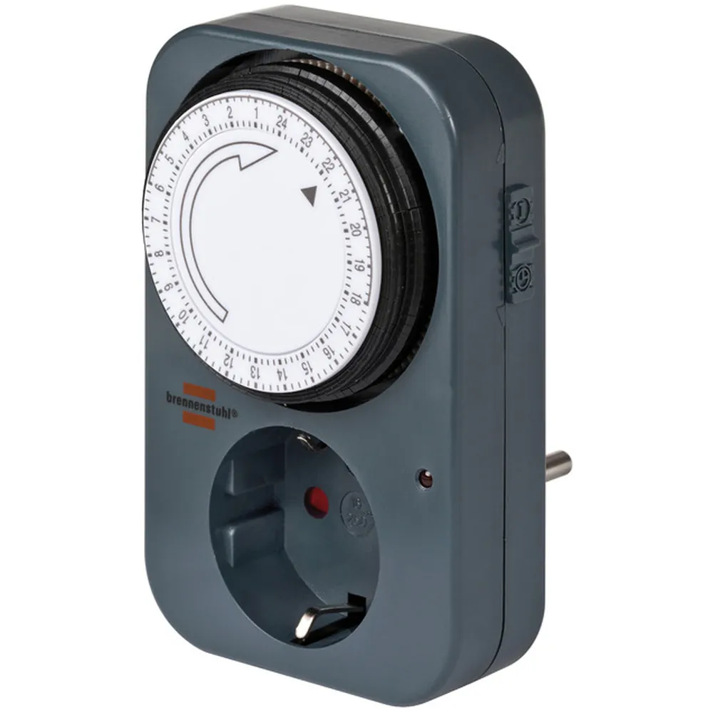 brennenstuhl Zeitschaltuhr MZ 20, mechanische Timer-Steckdose mit Kindersicherung, grau Produktbild img1 L