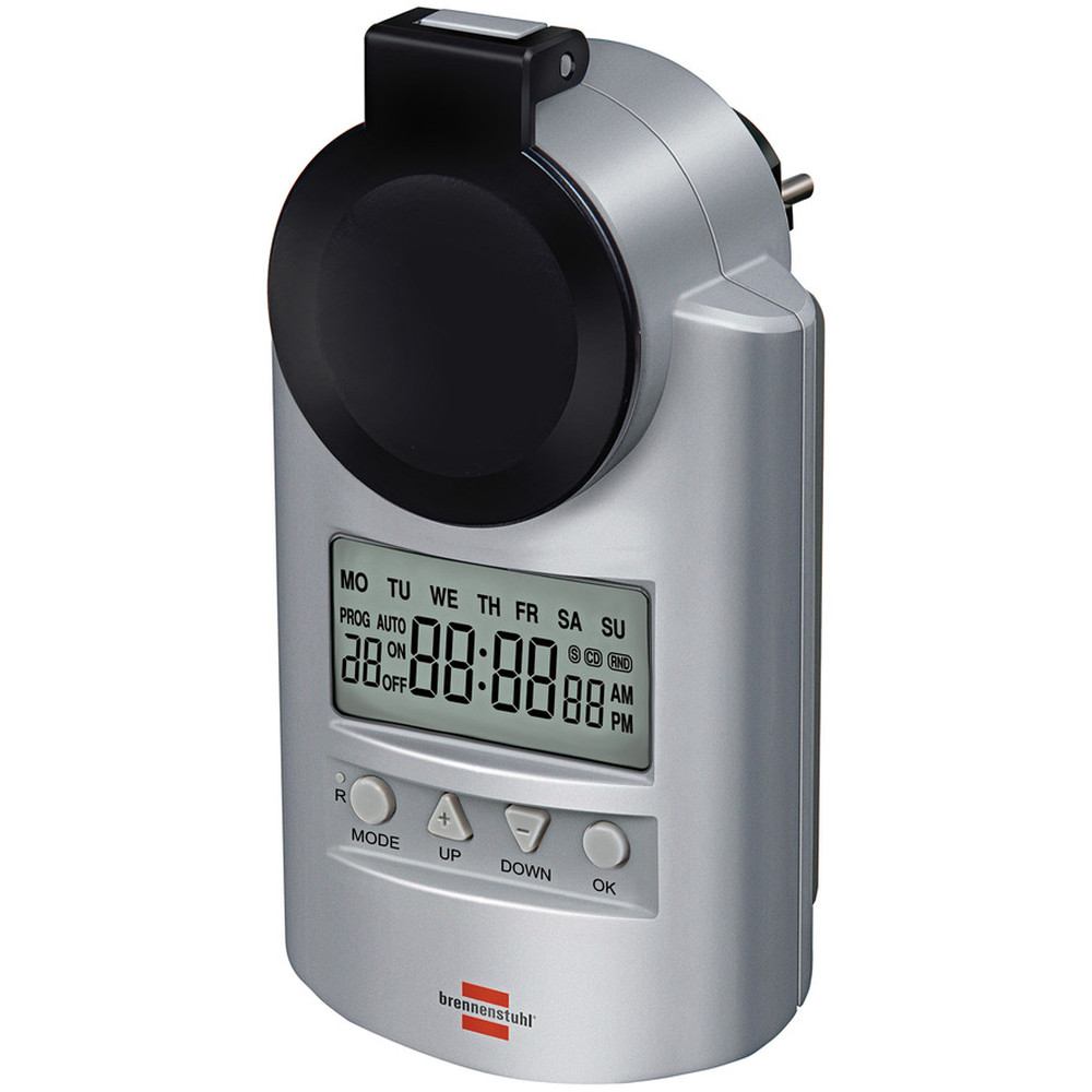 brennenstuhl Primera-Line DT IP44 digitale Wochen-Zeitschaltuhr, IP44, Kindersicherung silber Produktbild img1 L