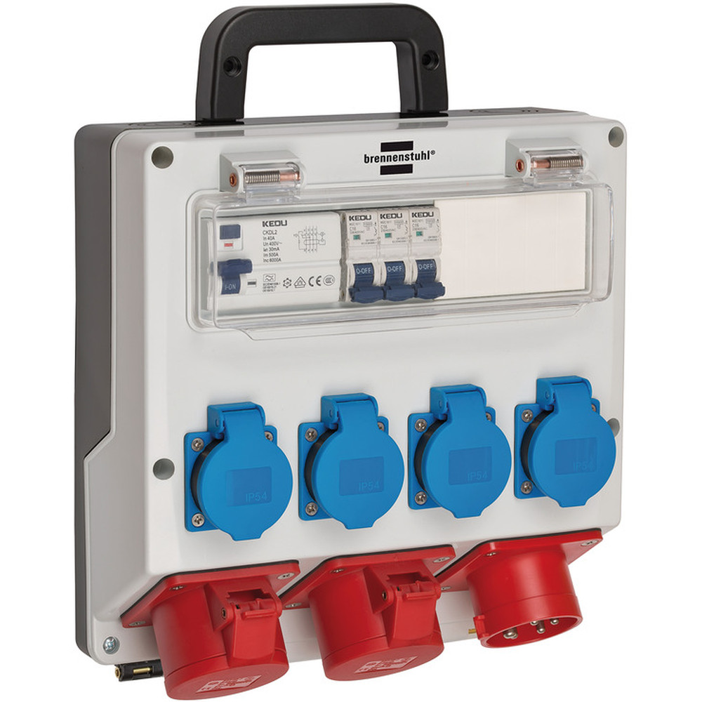 brennenstuhl® Wandverteiler IP44 Stromverteiler, mit FI-Personenschutzschalter 30mA Produktbild img1 L