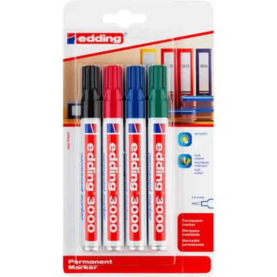 Produktbild von edding - 3000 Permanentmarker 4er-Blister sortiert B2B