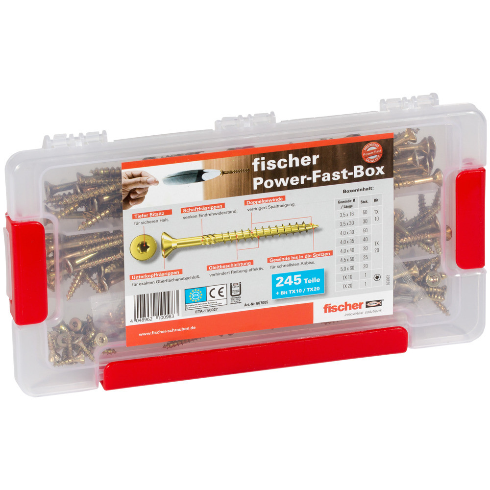 fischer Spanplattenschraube Power-Fast-Sortiment, Senkkopf, gelb-vz, TX 245 tlg. Produktbild img1 L
