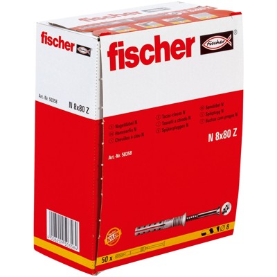 Produktbild von fischer - Nageldübel N-Senkkopf, galv. verzinkt 8x80/40 S (50)