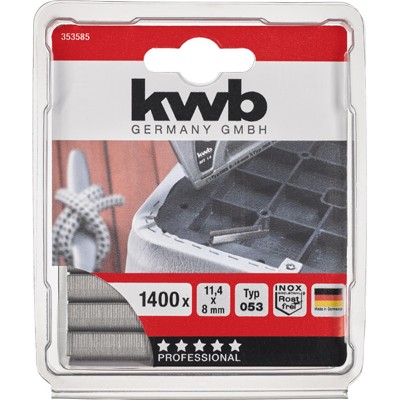 Produktbild von kwb - Klammern, 11,4mm x 8mm, Feindraht, Edelstahl, nichtrostend, 1400 Stück