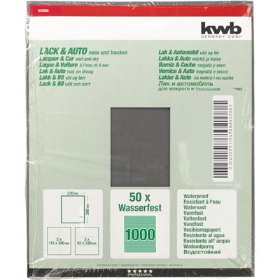 Produktbild von kwb - Schleifpapier LACK & AUTO, wasserfest, 230 x 280mm, K 1000
