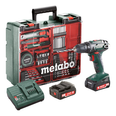 Metabo Akku-Bohrschrauber Bs 14.4 Mobile Werkstatt (602206880), Mobile Werkstatt, Kunststoffkoffer, 14.4V 2x2Ah Li-Power + Sc 30