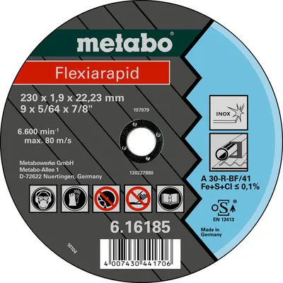 Produktbild von metabo® - Flexiarapid 180x1,6x22,23 Inox, Trennscheibe, gerade Ausführung (6161