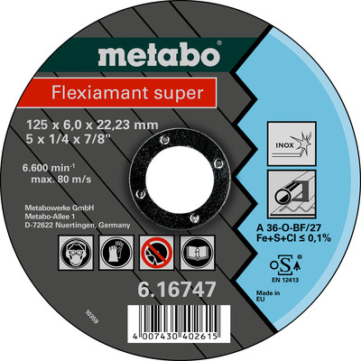 Metabo Flexiamant Super 125x6, 0x22, 23 Inox, Schruppscheibe, Gekröpfte Ausführung (616747000)