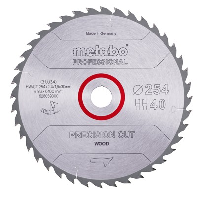 Produktbild von metabo® - Sägeblatt "precision cut wood - professional" ø254x2,4/1,6x30, Z40 WZ