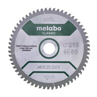 Produktbild von metabo® - Sägeblatt "multi cut - classic" ø216x2,4/1,8x30, Z60 FZ/TZ, 5°negativ