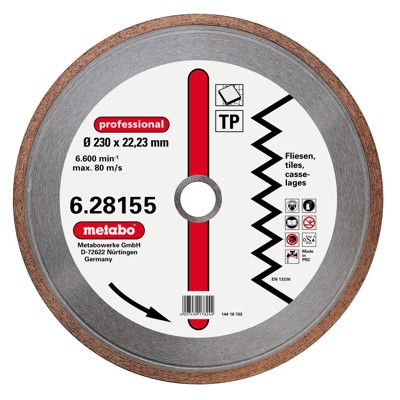 Produktbild von metabo® - Diamant-Trennscheibe, 230 x 1,7 x 22,23 mm, "professional", "TP", Fli