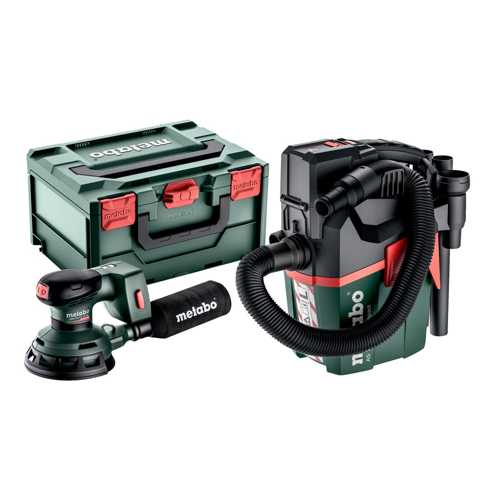 metabo Set Akku-Exzenterschleifer SXA 18 LTX 125 + Akku-Sauger AS 18 L PC Compact (691199000), Produktbild img1 L