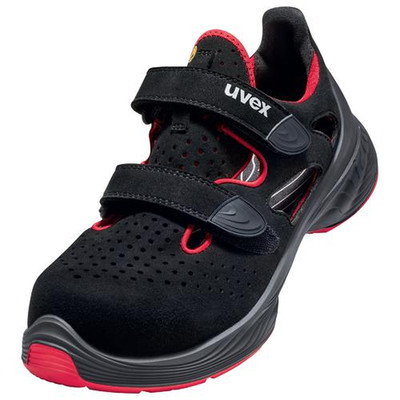 Uvex 1 G2 Sandalen S1 68487 Schwarz/rot, Weite 10, Größe 37
