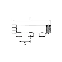 Produktbild von RIEGLER - Verteilerrohr, 3 Abgänge, Eingang 2x3/4, Ausgang 3x1/2 IG, MS (VT 122